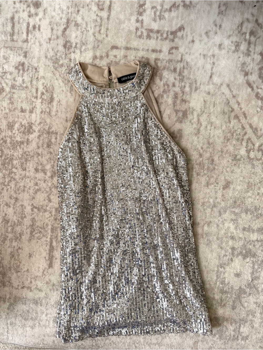 Silver Sequin Halter Tank